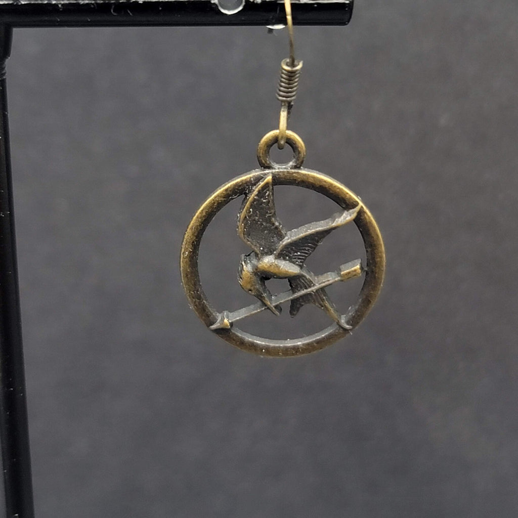 Hunger Games Pierced Earrings Bronze tone Dangle 3/4"