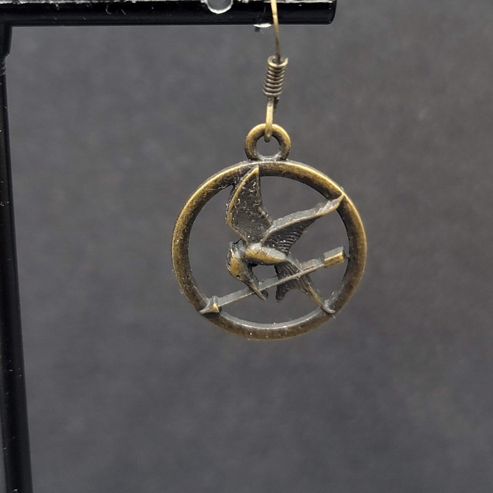 Hunger Games Pierced Earrings Bronze tone Dangle 3/4"