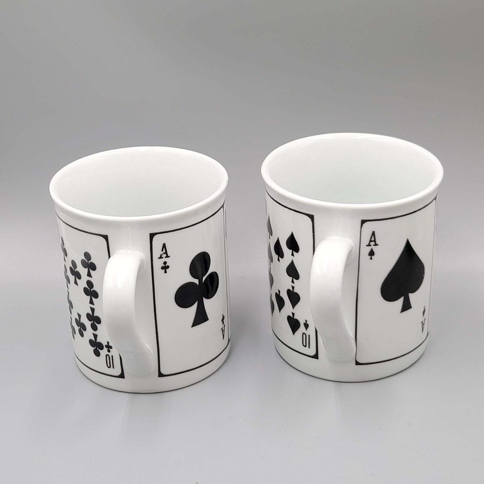 Vintage Playing Card Coffee Mugs Set Jobar International Poker Casino 2 Cups