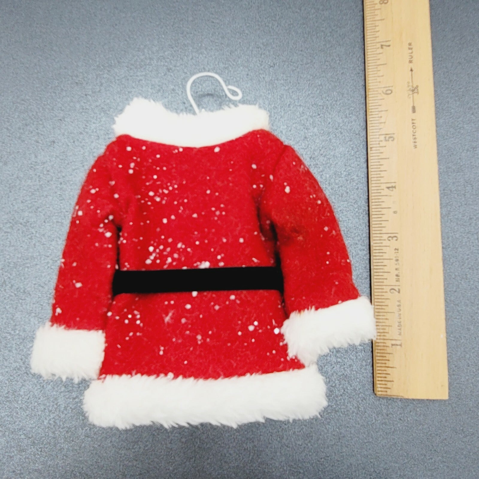 Santa's Coat with Fuzzy Trim Glitter Accents Christmas Tree Ornament 6.5"