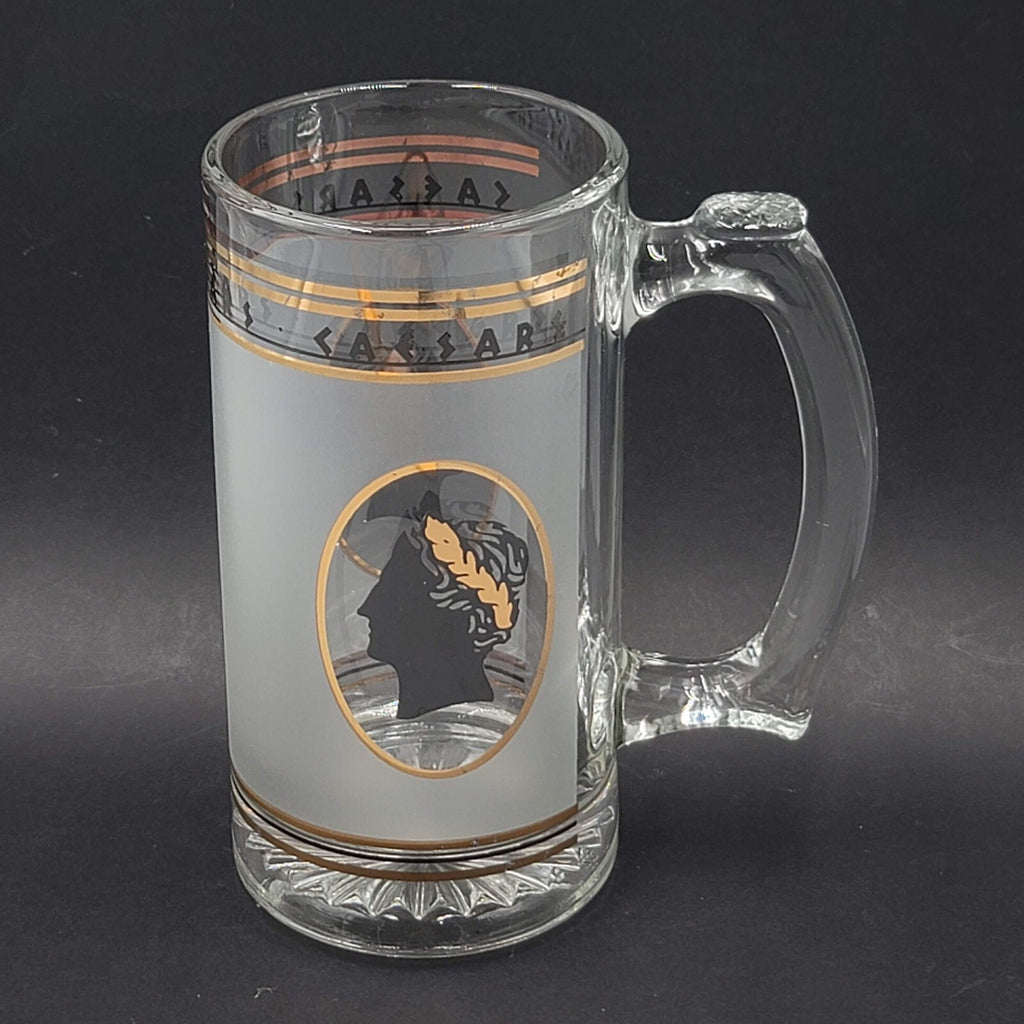 Vintage NEW Old Stock CAESAR'S PALACE Frosted Heavy Glass Mug Stein 7" Tall
