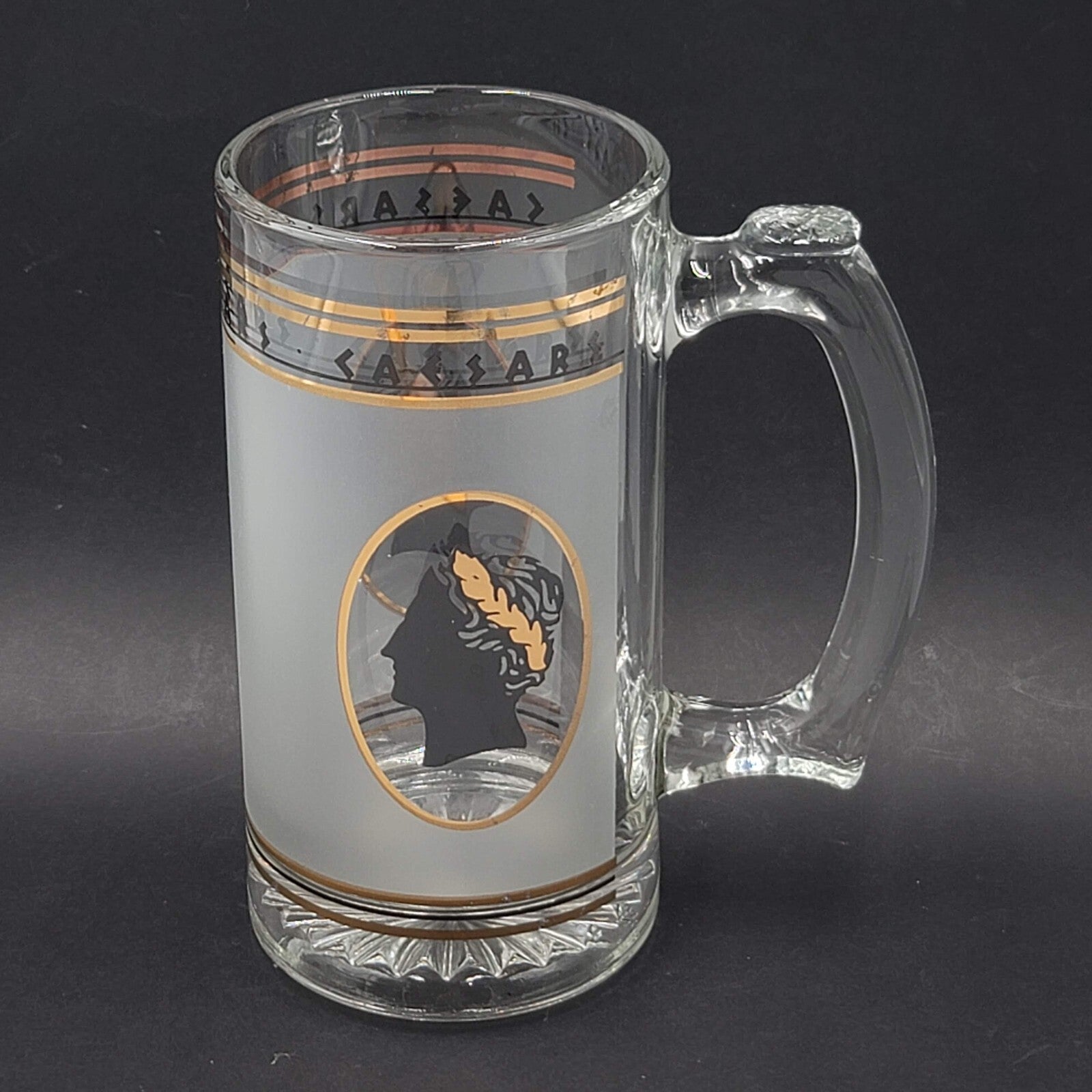 Vintage NEW Old Stock CAESAR'S PALACE Frosted Heavy Glass Mug Stein 7" Tall