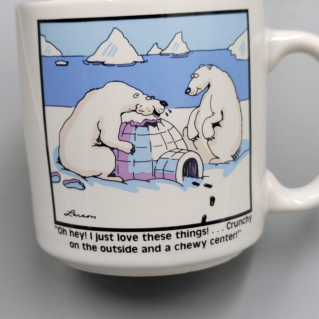 Vintage 1990 The Far Side Gary Larson Polar Bears Igloo Cartoon Coffee Mug Cup
