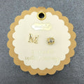 Mud Pie Gold tone Initial Letter M Reversible Crystal Pierced Stud Earrings