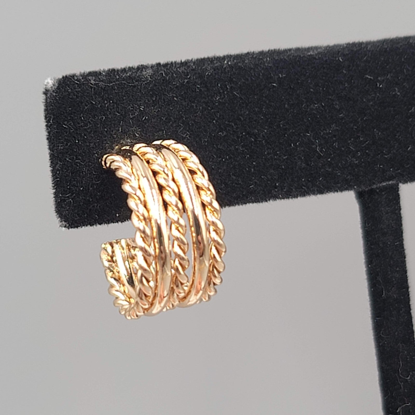 Wide Hoop Pierced Earrings Gold Plated Hoops 1/2"