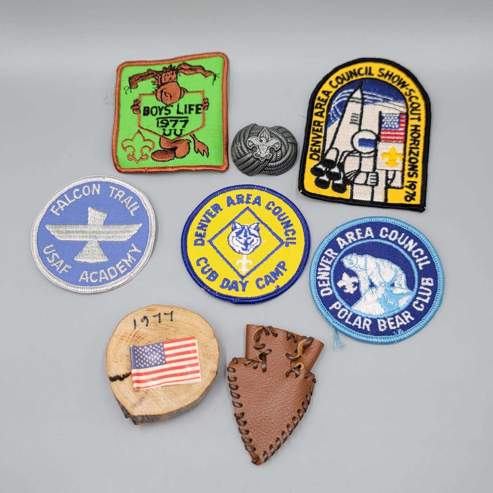Vintage 1970s Boy Scouts Lot Patches Handmade Bolos Tie Slide