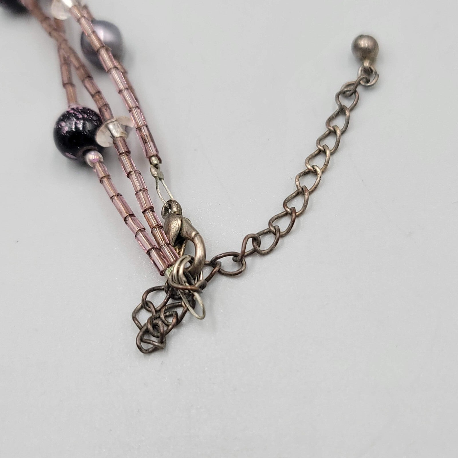 Artisan Necklace Real Pearl and Glass Beads Shell Mosaic Pendant 18"