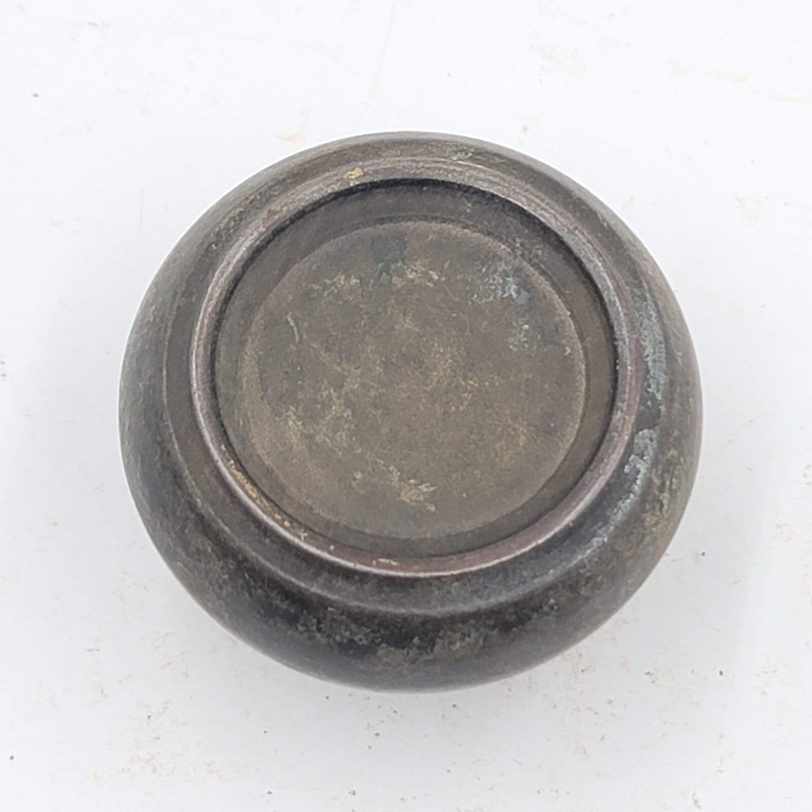 Vintage SINGLE Doorknob Gray Steel Inset Ring Salvage Door Hardware 2.25"
