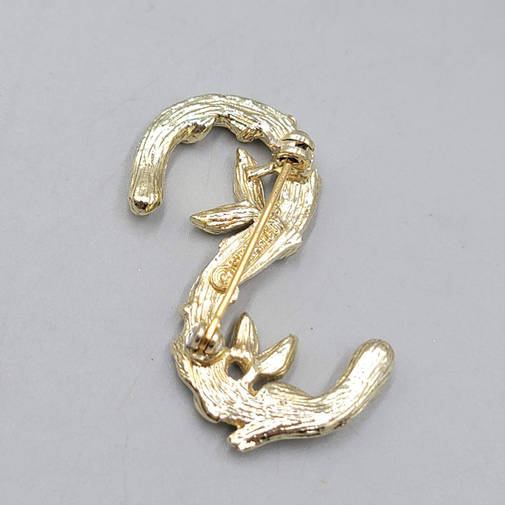 Vintage Sarah Cov Letter S Brooch Gold tone 1.75"