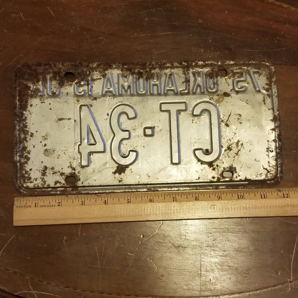 Vintage 1975 License Plate OKLAHOMA CT-34 11 3/4" x 6"
