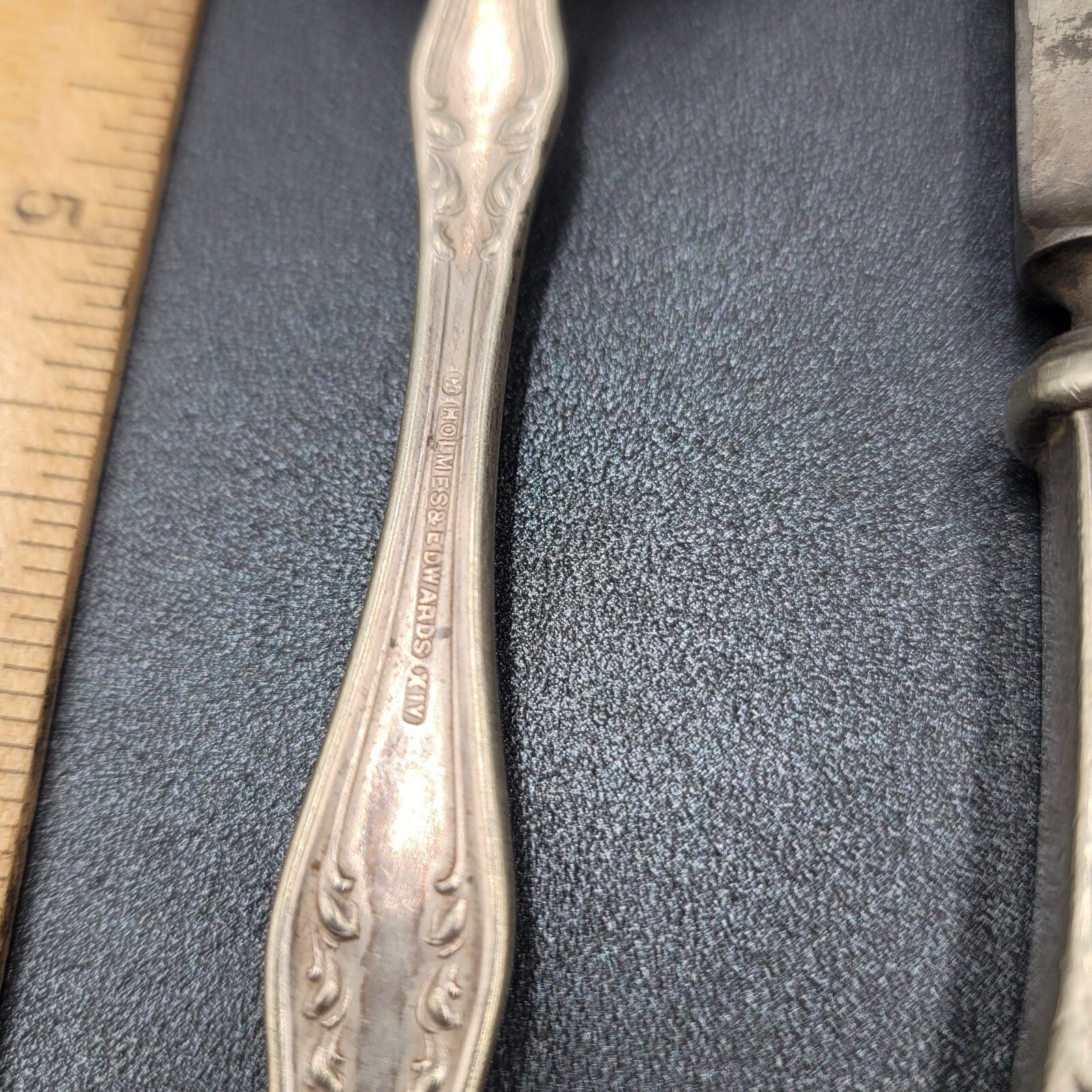 6 Antique Holmes Edwards Dinner Knives Flower 1 Serving Spoon