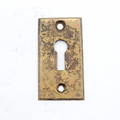 Vintage Brass Rectangle Skeleton Key hole Escutcheon Salvage 1 7/8" x 1"