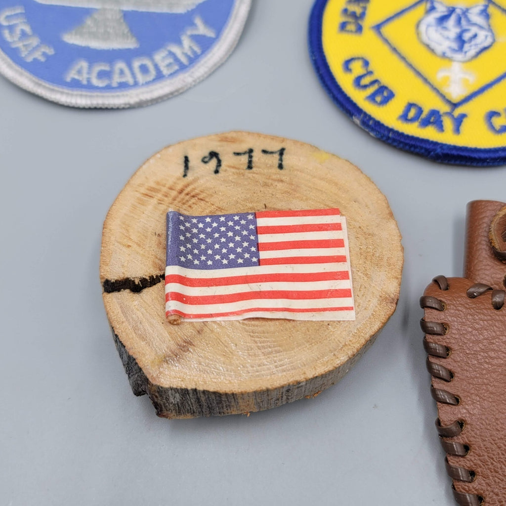 Vintage 1970s Boy Scouts Lot Patches Handmade Bolos Tie Slide