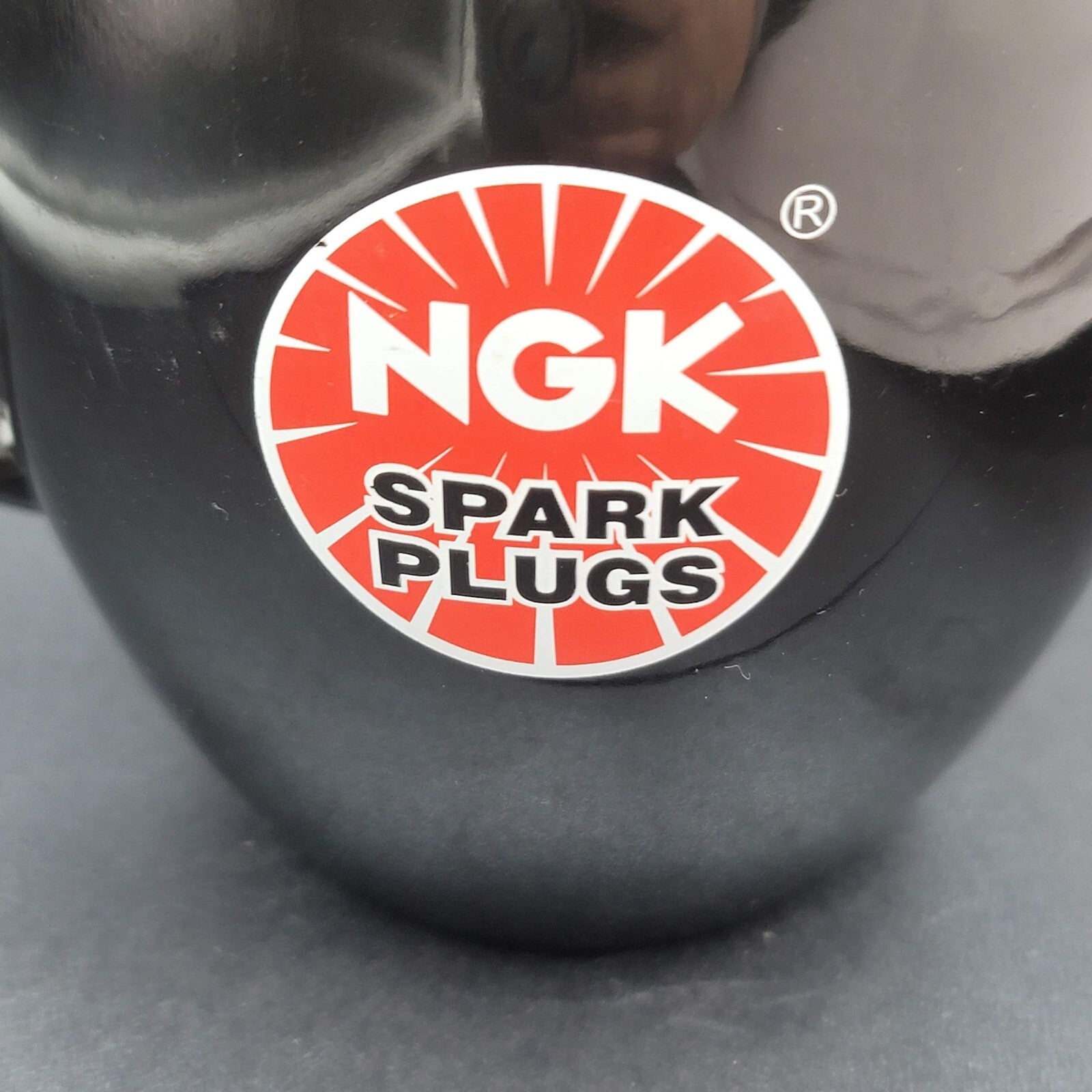 NGK Spark Plugs Ceramic Coffee Mug Cup Black Red Logo