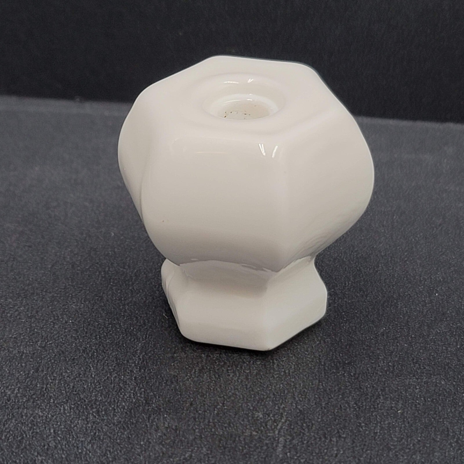 Vintage White Glass Drawer Pull SINGLE Reclaimed Salvaged Hardware 1 3/8"