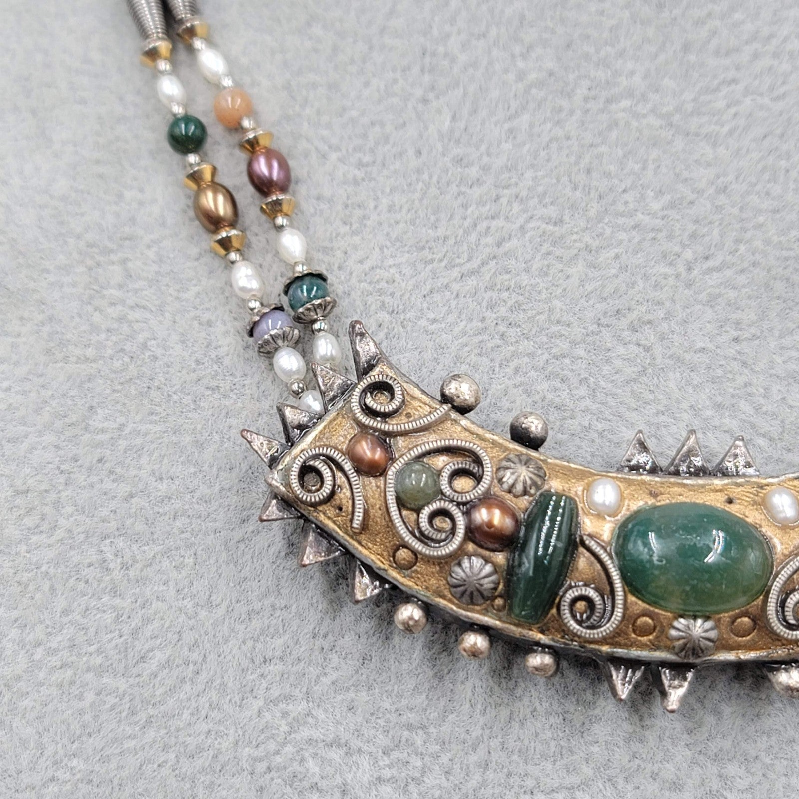 Ethnic Multi Stone Necklace Mixed Materials 18"-22"