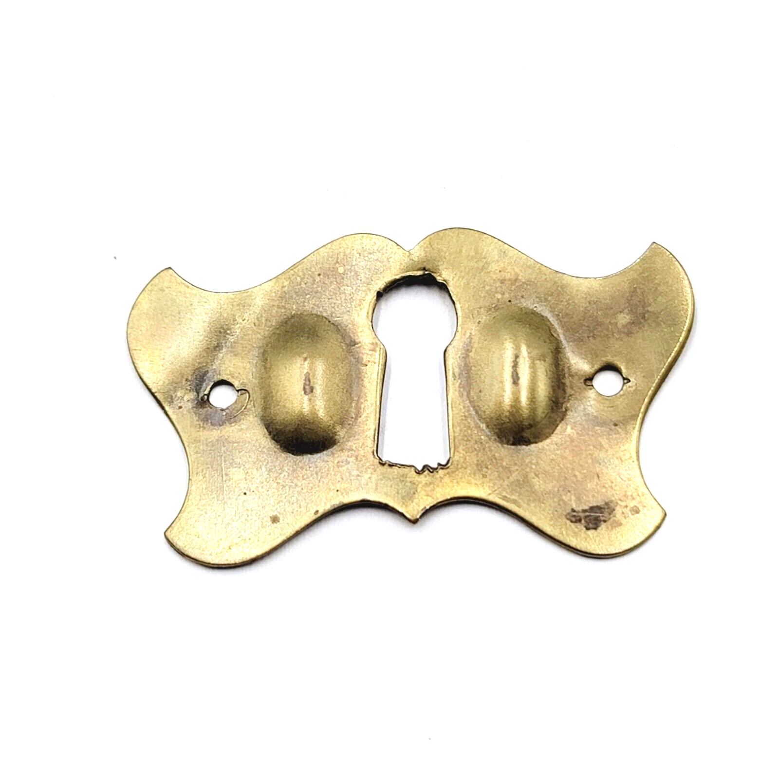 SINGLE Vintage Brass Skeleton Key hole Escutcheon 1 7/8" x 1 1/8"