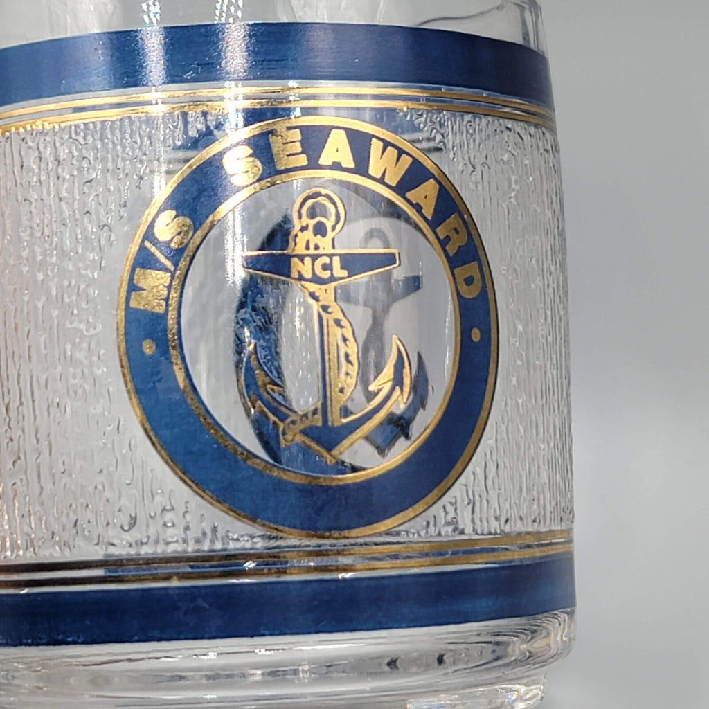Norwegian Cruise Line SS Norway Seaward Anchor Blue Gold  Clear Coffee Mug Cup