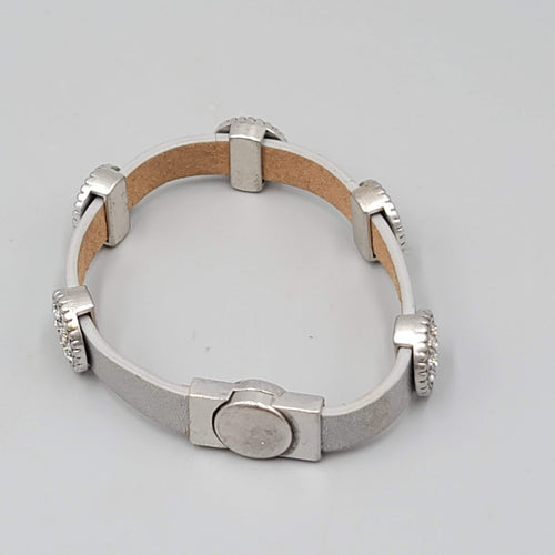 Chicos Leather Bracelet Crystal Rhinestone Magnetic Closure 7"