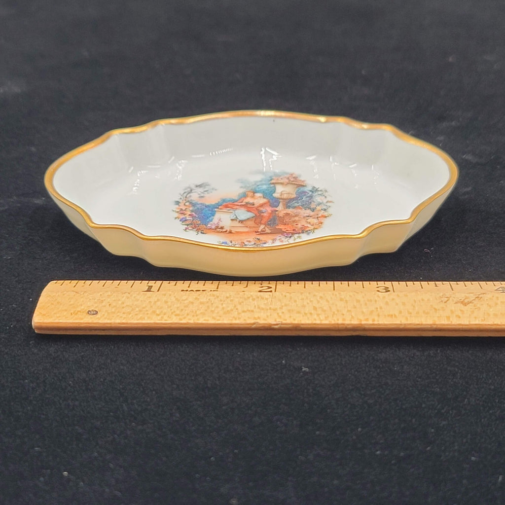 Trinket Pin Tray Giraud Limoges France Victorian Couple Hand painted Signed