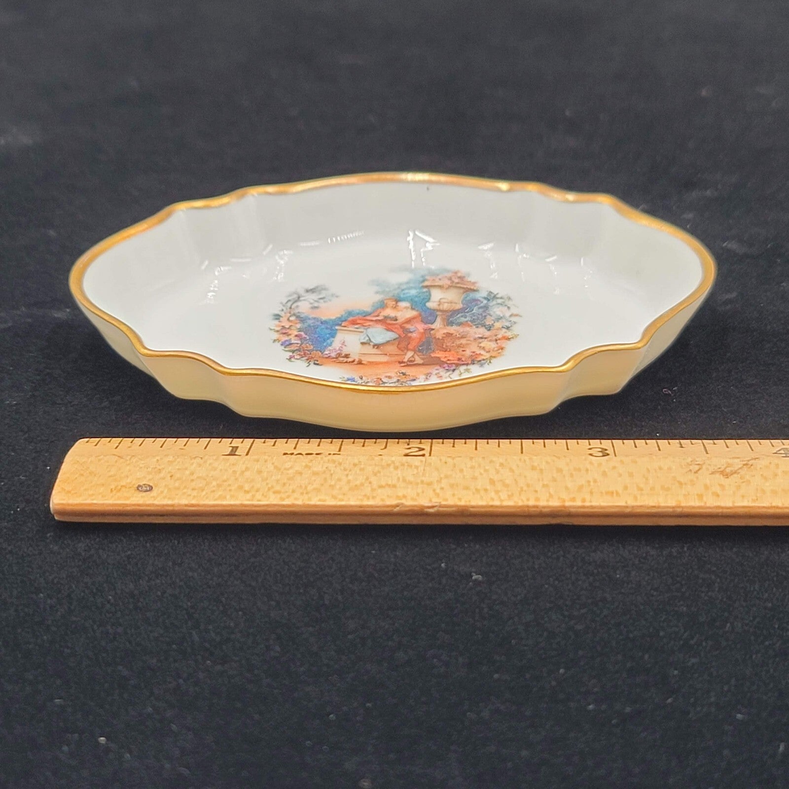 Trinket Pin Tray Giraud Limoges France Victorian Couple Hand painted Signed