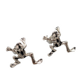 Frog Stud Pierced Earrings Silver tone Oxsidized 5/8 in