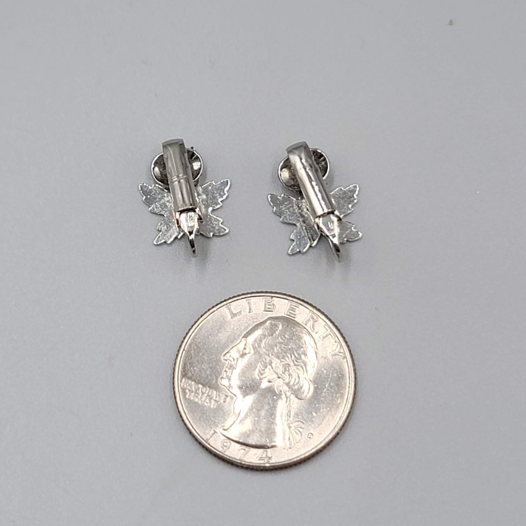 VintageMaple Clip on Earrings Silver tone Studs 1/2"