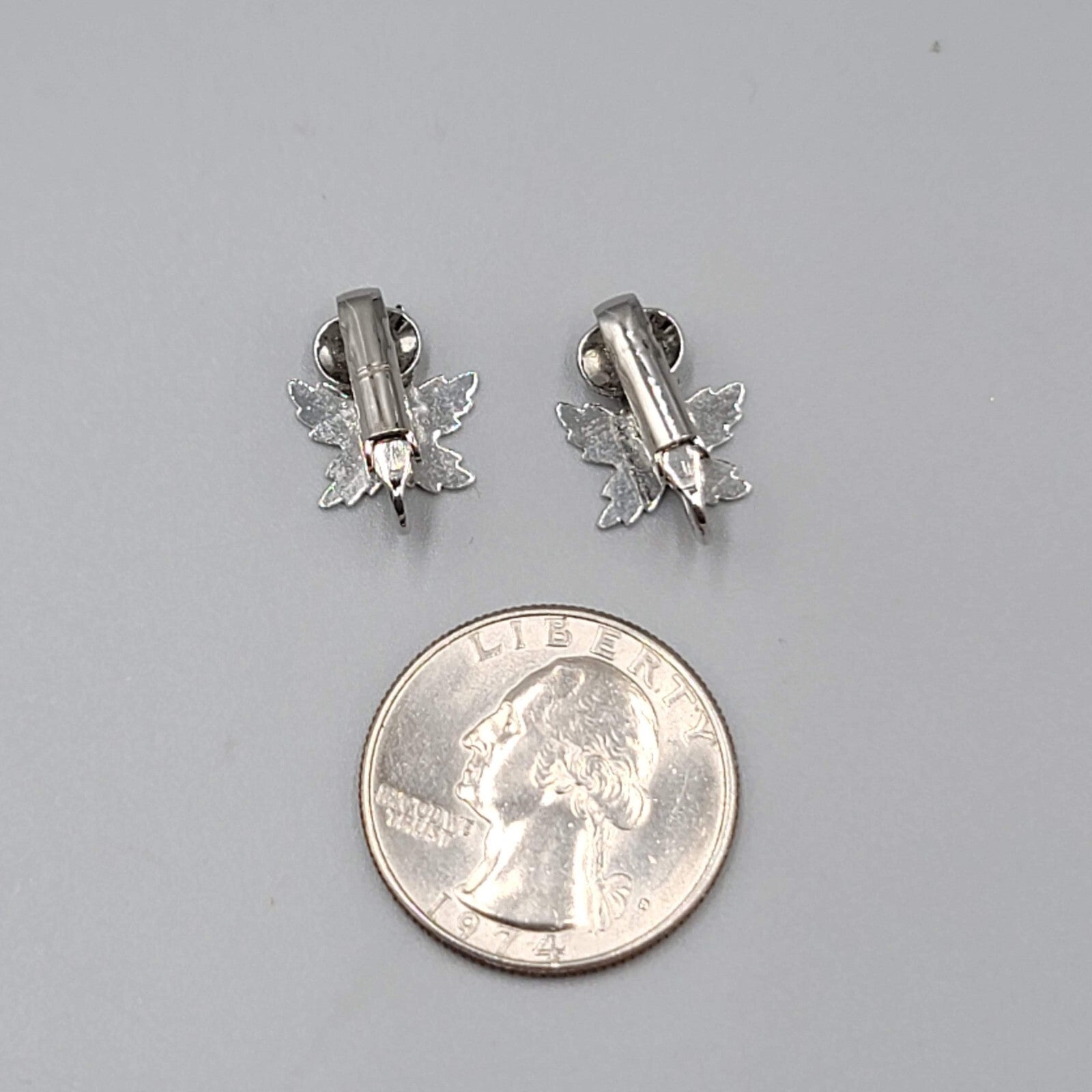 VintageMaple Clip on Earrings Silver tone Studs 1/2"