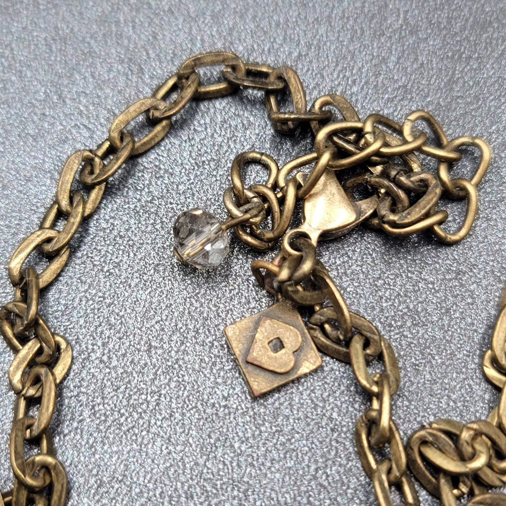 Purple Rhinestone Necklace Bronze tone Bid Statement Chain  20" - 22"