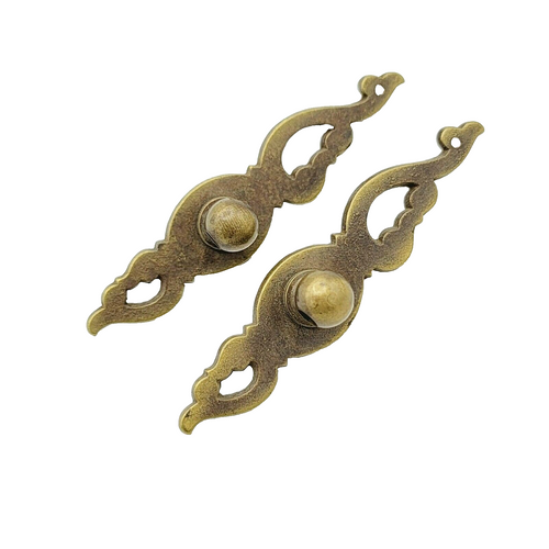 Brass Plate Drop Bail Pull Repair Lot of 2 Salvage Drawer Hardware Reclaimed
