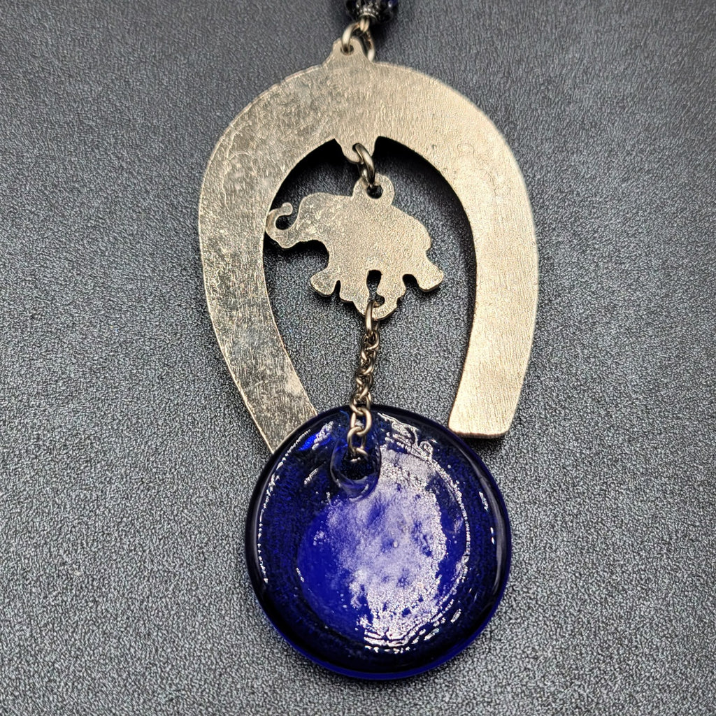Horse Shoe Elephant Turkish Blue Evil Eye Amulet Car Charm Wall Hanging 7"