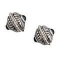 Vintage Statement Silver Plated Clip on Earrings Black Accent 1 in