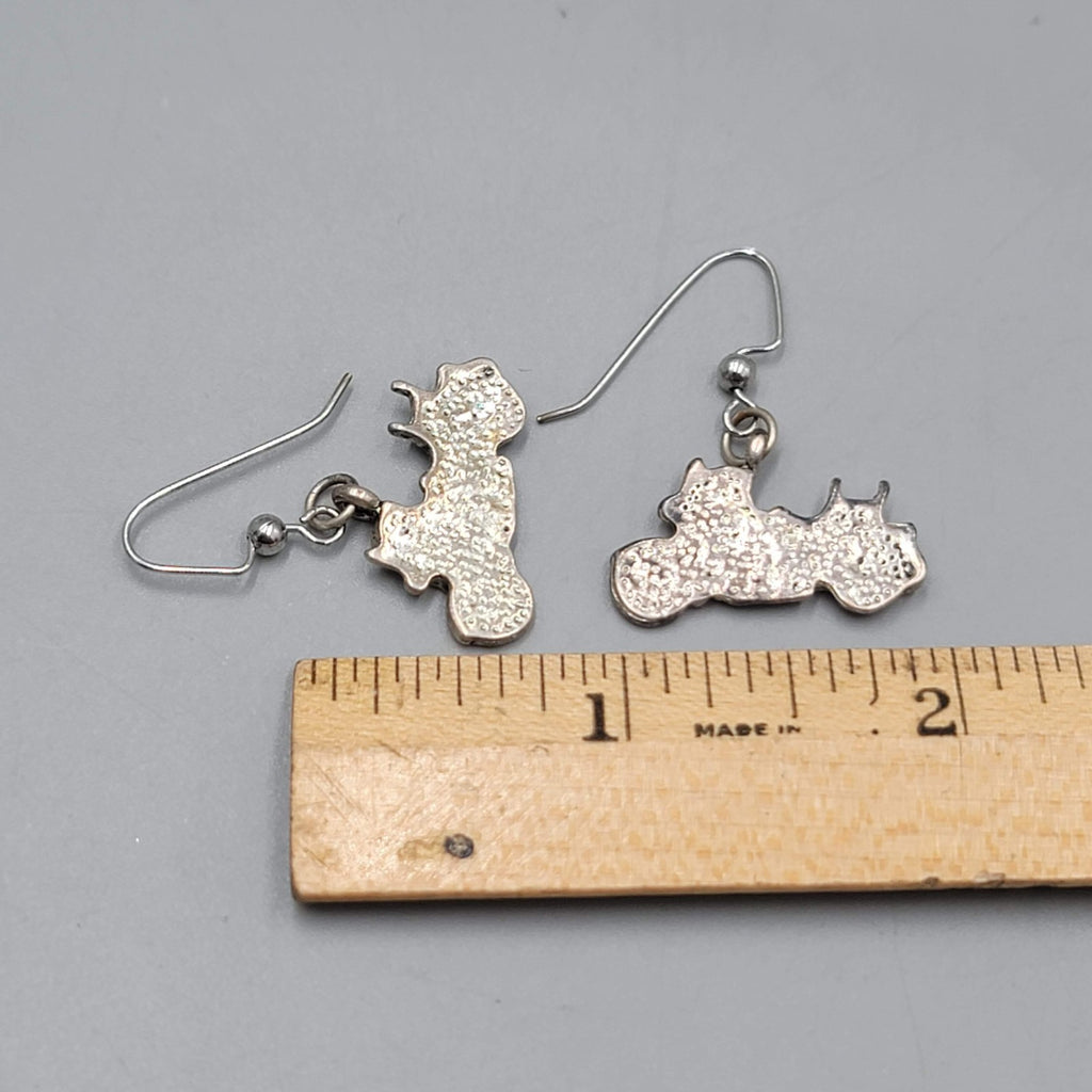 Motorcycle Pierced Earrings Silver tone Dangle 3/4"