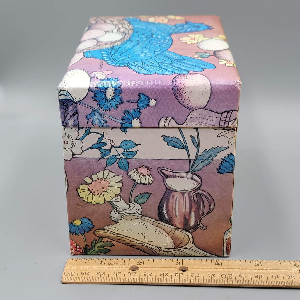 Vintage Index Card Recipe Box w Dividers Chicken Eggs T Cathey