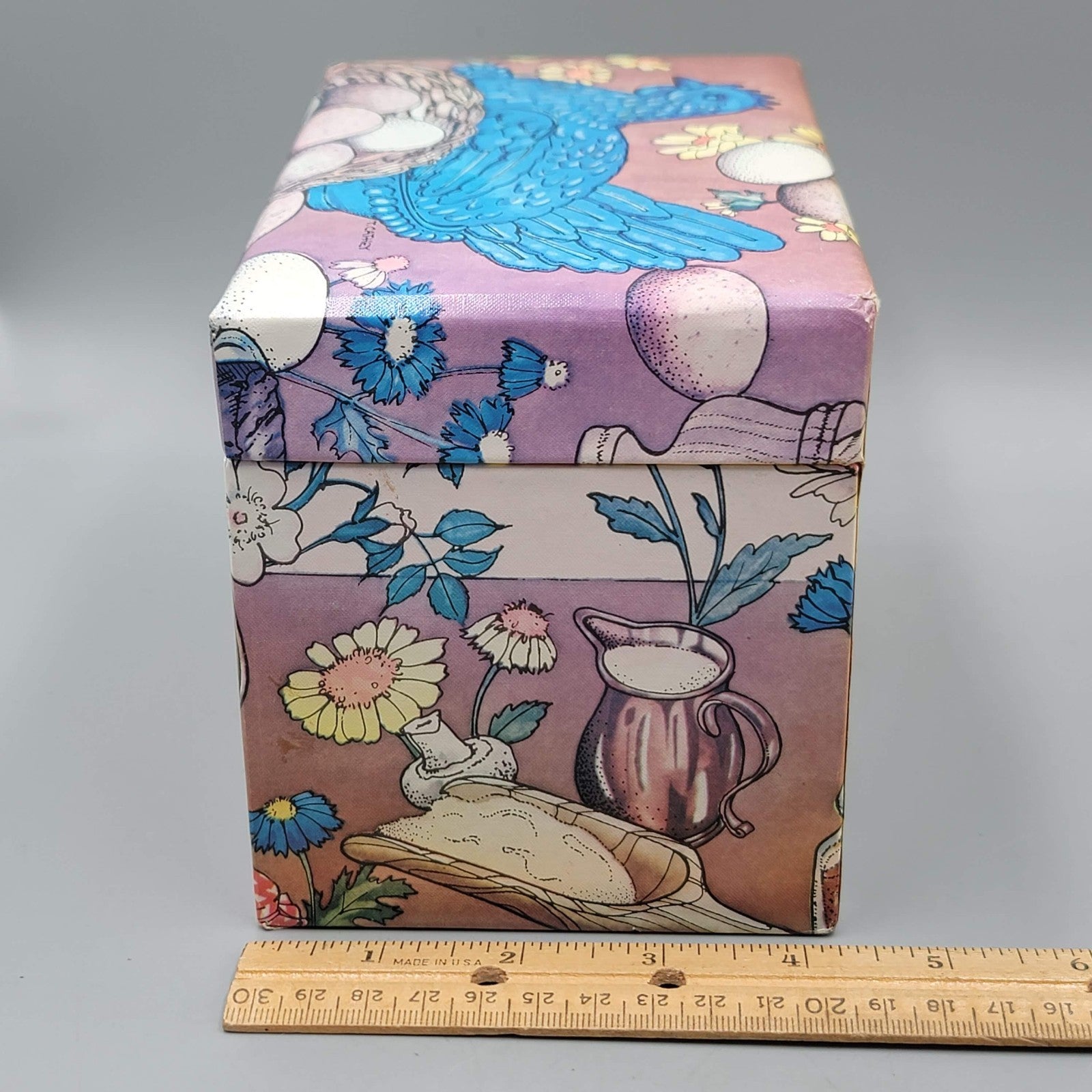 Vintage Index Card Recipe Box w Dividers Chicken Eggs T Cathey