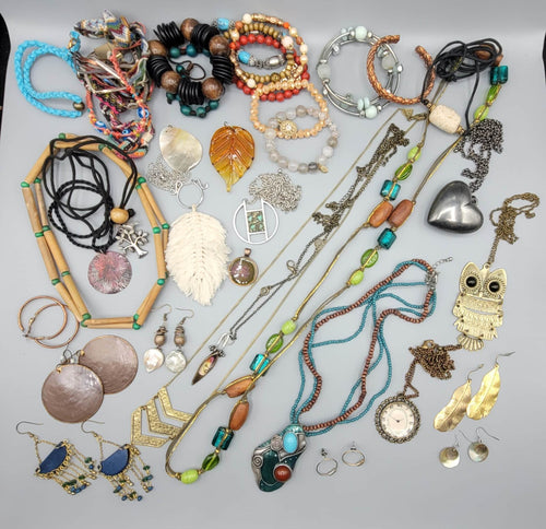 Colorful Jewelry Lot Necklaces Bracelets Earrings 38 pcs ALL WEARABLE or RESALE