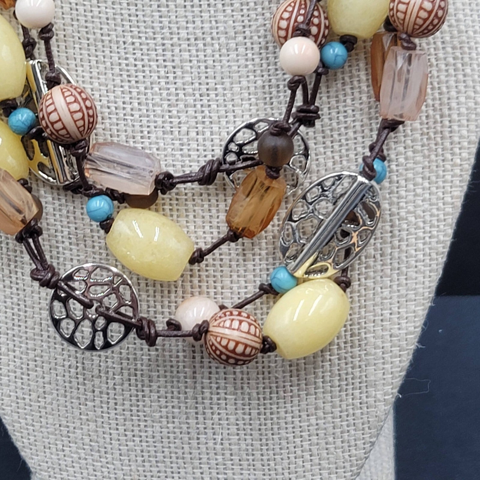 Premier Designs Del Monte Multi Strand Beaded Station Necklace 16"-20"
