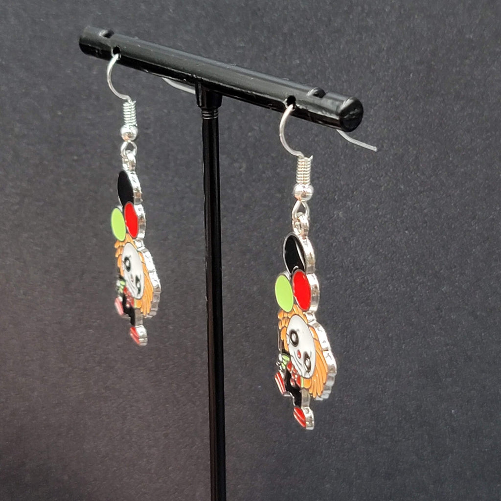 Pennywise Clown Pierced Earrings Enamel IT Horror Movie Dangle 1.25" FS