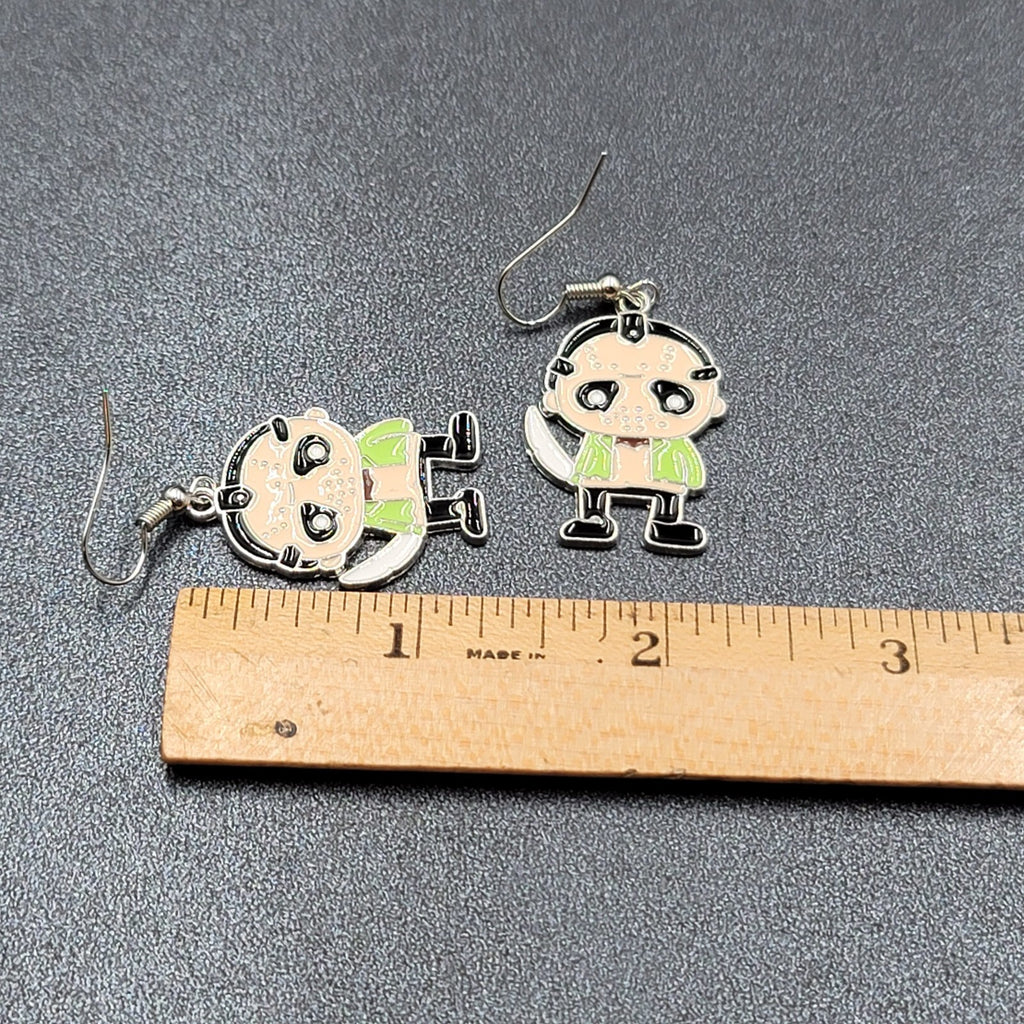 Jason Voorhees Pierced Earrings Enamel Friday the 13th Horror Movie  1.25" FS
