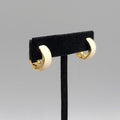 Vintage Reversible Clip on Earrings White Enamel Gold Plated 5/8"