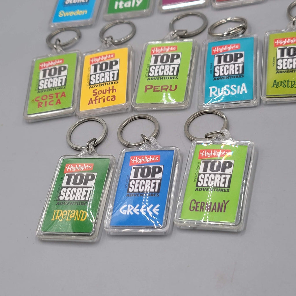 Highlights Top Secret Adventures Lot of 13 Keychains Acrylic