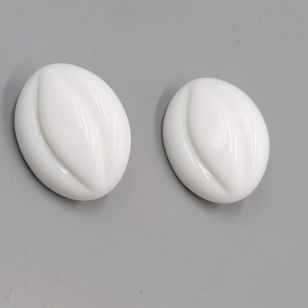 Vintage Large White Statement Pierced Earrings Solid Acrylic Drop 1 3/8"