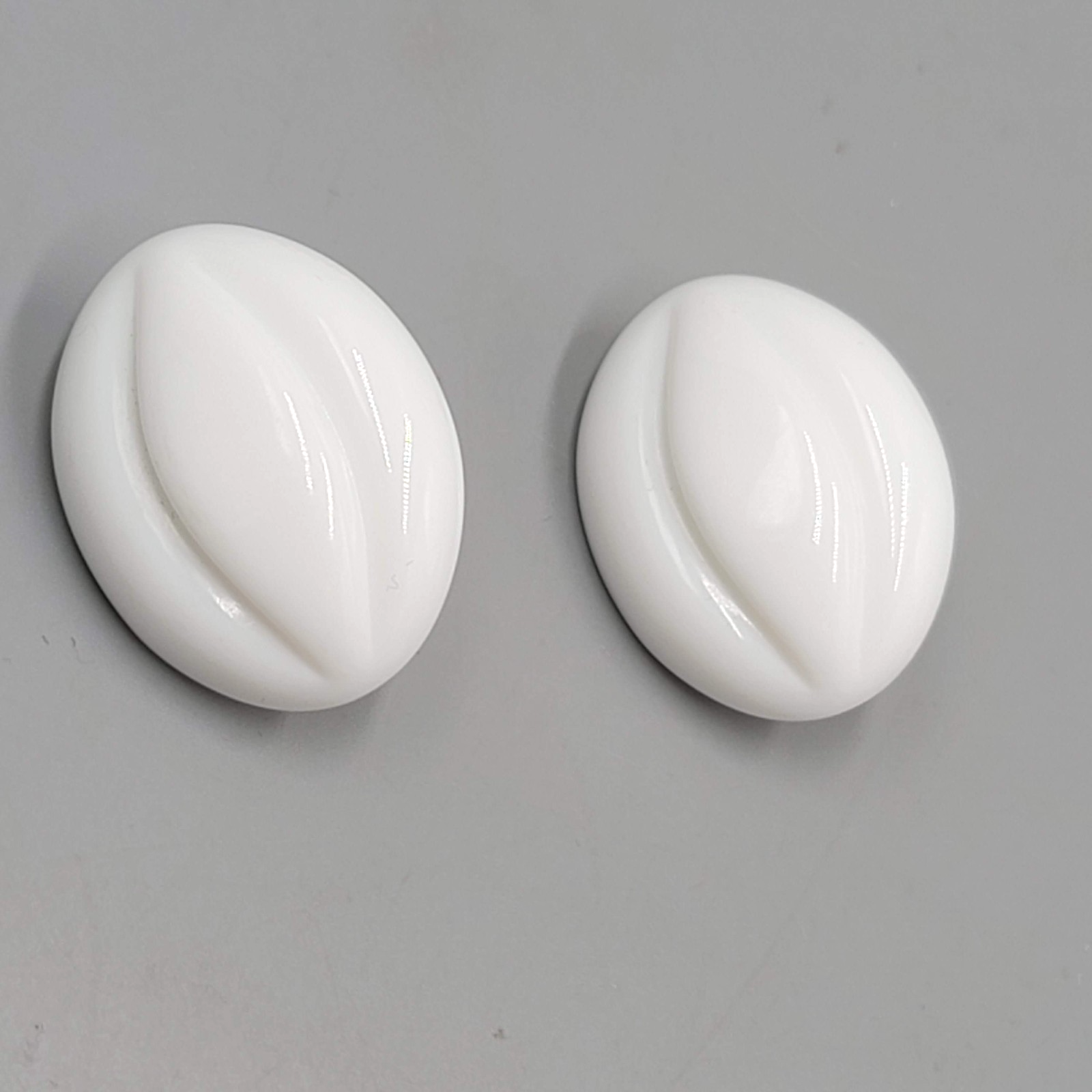 Vintage Large White Statement Pierced Earrings Solid Acrylic Drop 1 3/8"