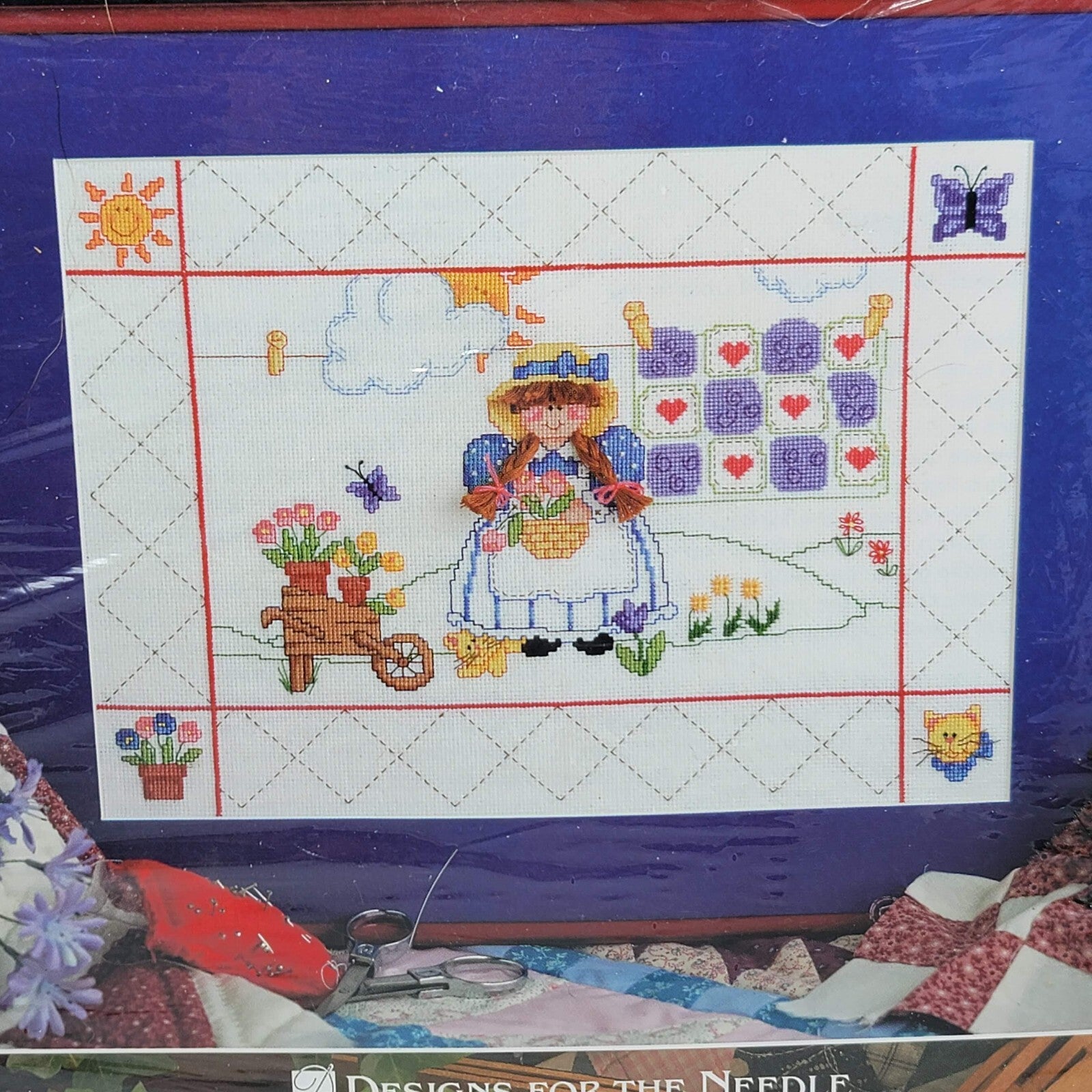 Vintage The Hometown Collection Back Yard 5320 9x12 Cross Stitch Flowers Kit NOS