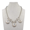 Large Clear Rivoli Rhinestone Necklace Silver tone Statement 18 in