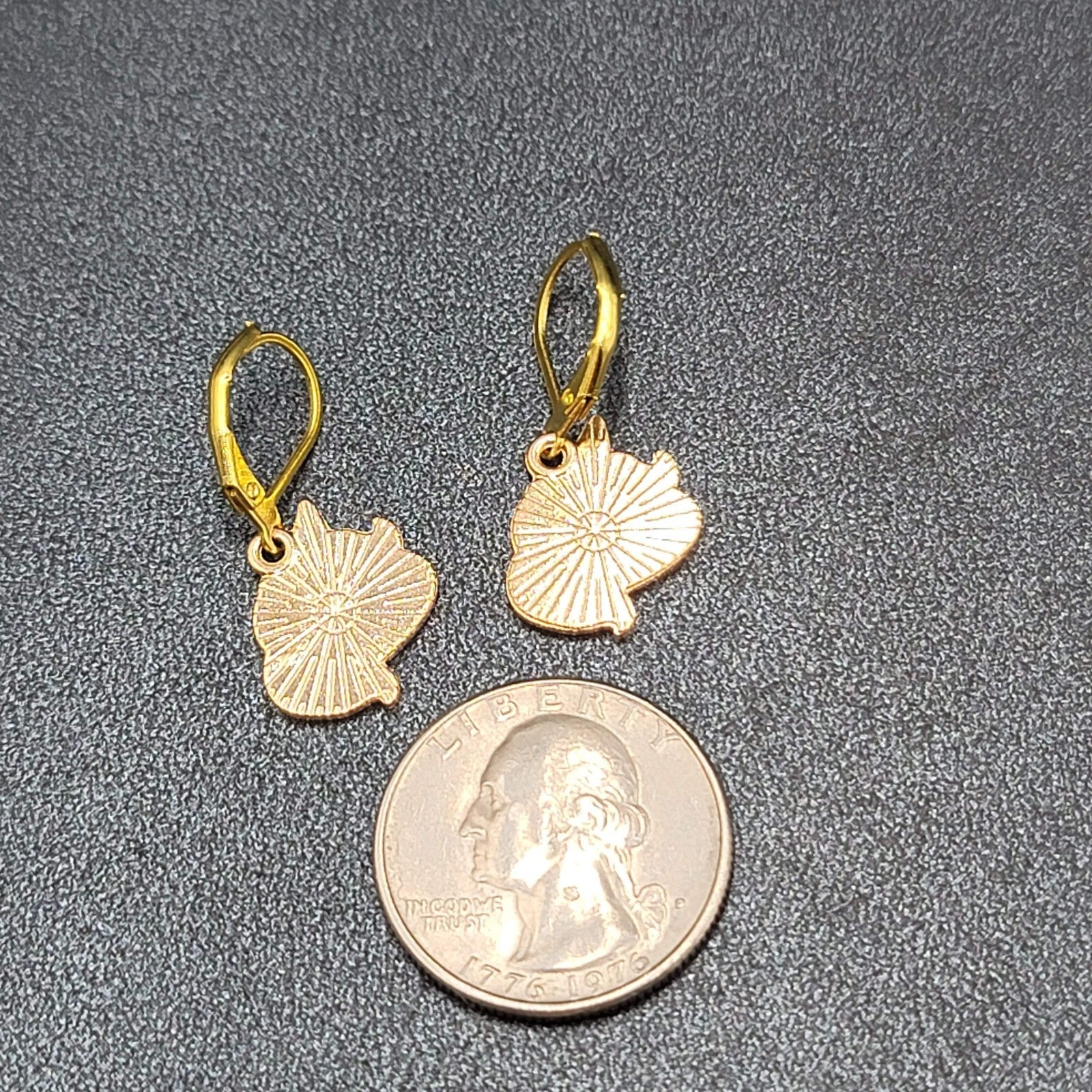 New Unicorn Pierced Earrings Blue Enamel Dangle Gold tone 5/8"