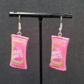 Smart Sweets Pierced Earrings Silver tone Candy Pink Dangle 1.25"