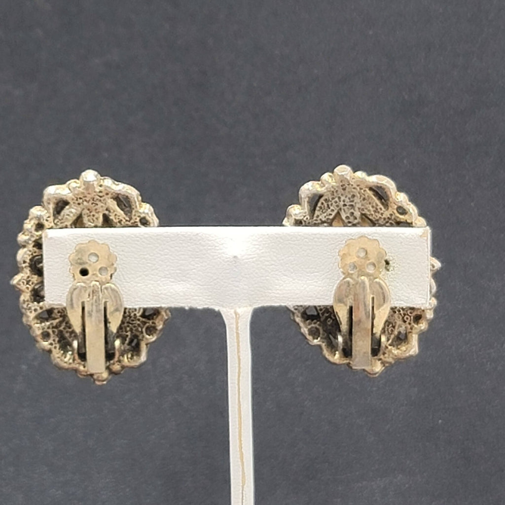 Vintage Clip on Earrings Gold tone Plastic Large Statement 1.5"