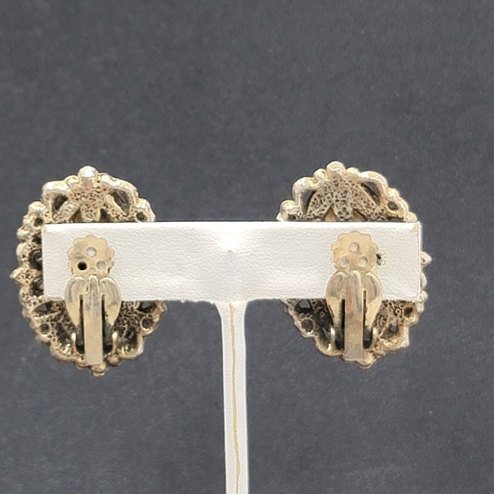 Vintage Clip on Earrings Gold tone Plastic Large Statement 1.5"