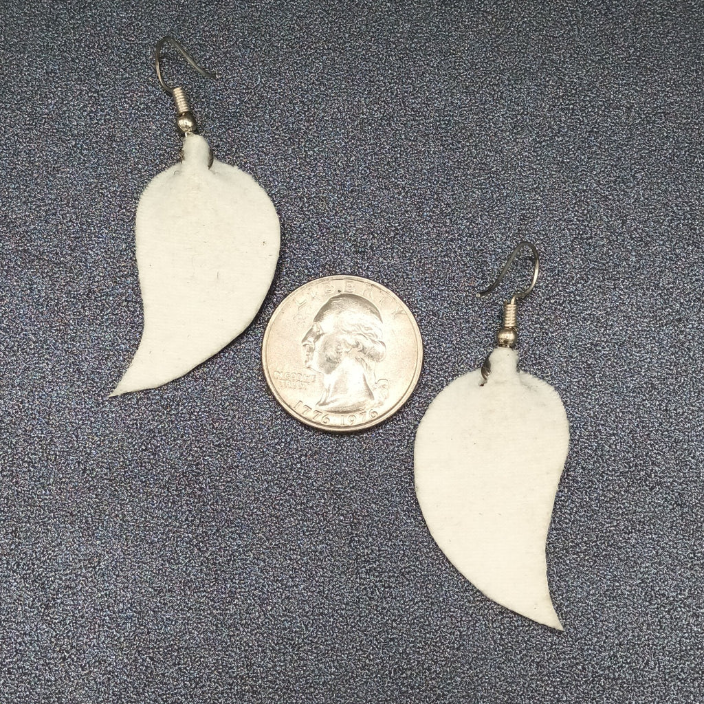 Pierced Earrings Silver tone Pink Faux Leather Felt Dangle 1 5/8"